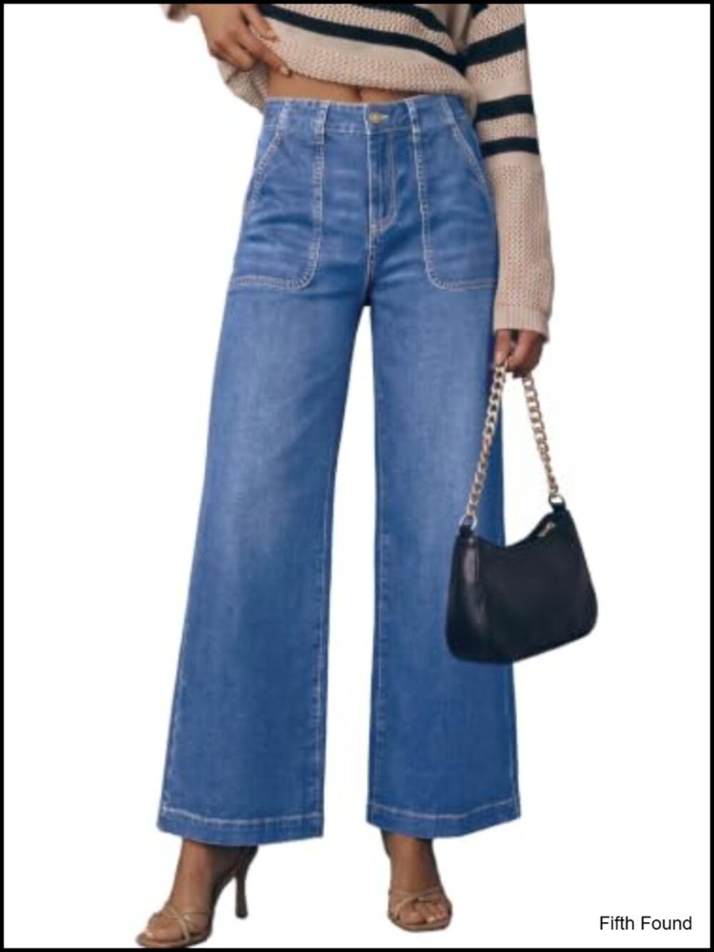 Wide Leg High Waisted Baggy Jeans Cotton Polyester Elastane Stretch Denim Pants